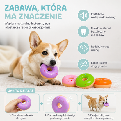 Kolorowa Piszczałka Dla Psa W Kształcie Donuta