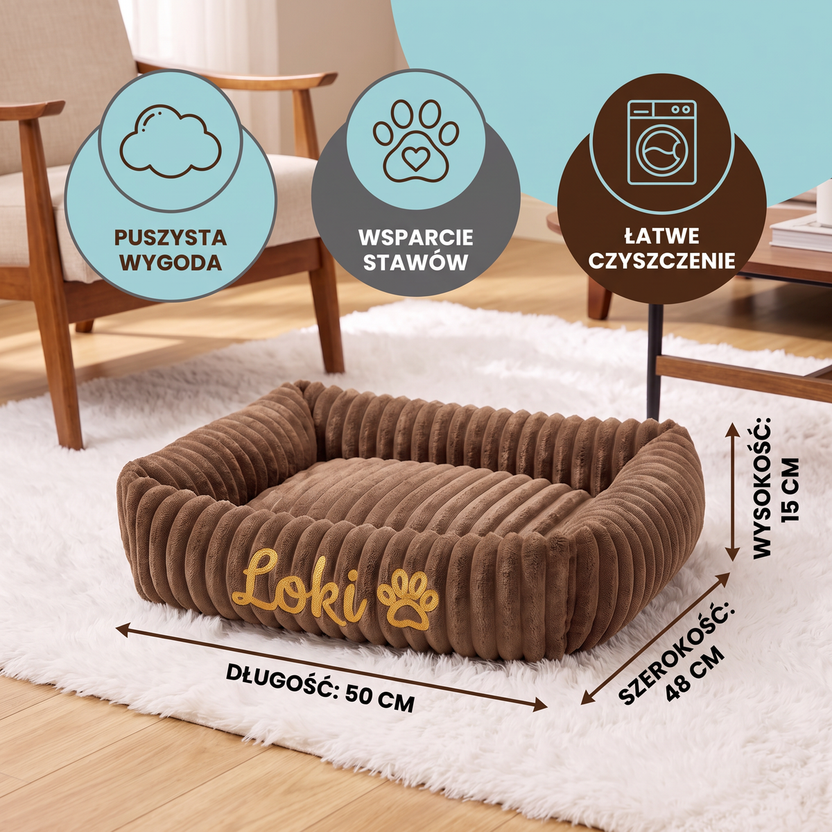 Spersonalizowane puszyste legowisko dla kota w kształcie chmurki z miękkimi bokami