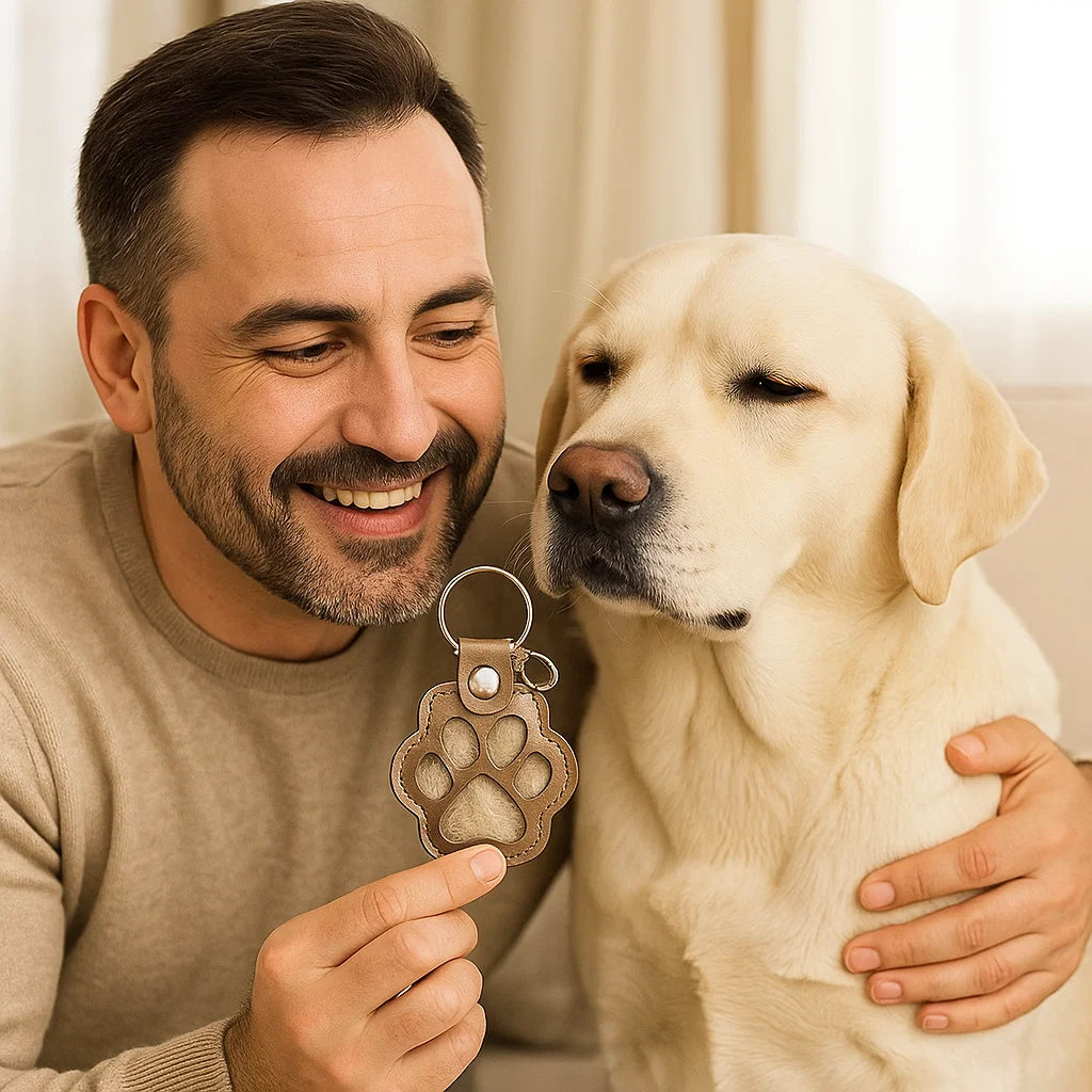 Skórzany brelok pamiątkowy do przechowywania sierści zwierząt
