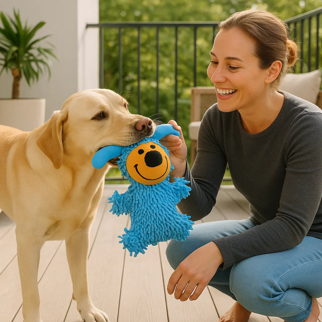 Chichocząca zabawka do czyszczenia zębów w psich kolorach
