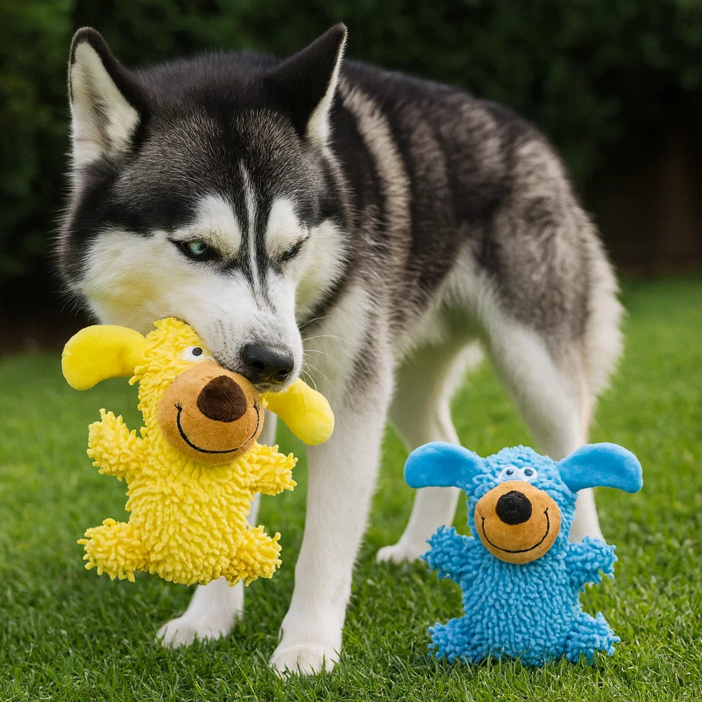 Chichocząca zabawka do czyszczenia zębów w psich kolorach