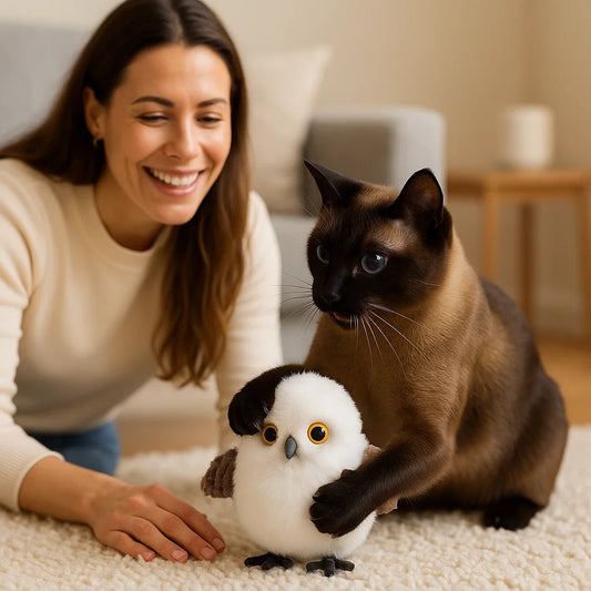 Latająca i ćwierkająca ptasia zabawka dla kota