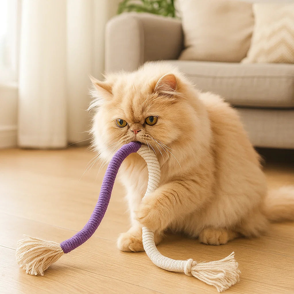 Naturalna lina do żucia dla kotów – wytrzymała, pielęgnująca zęby i redukująca stres