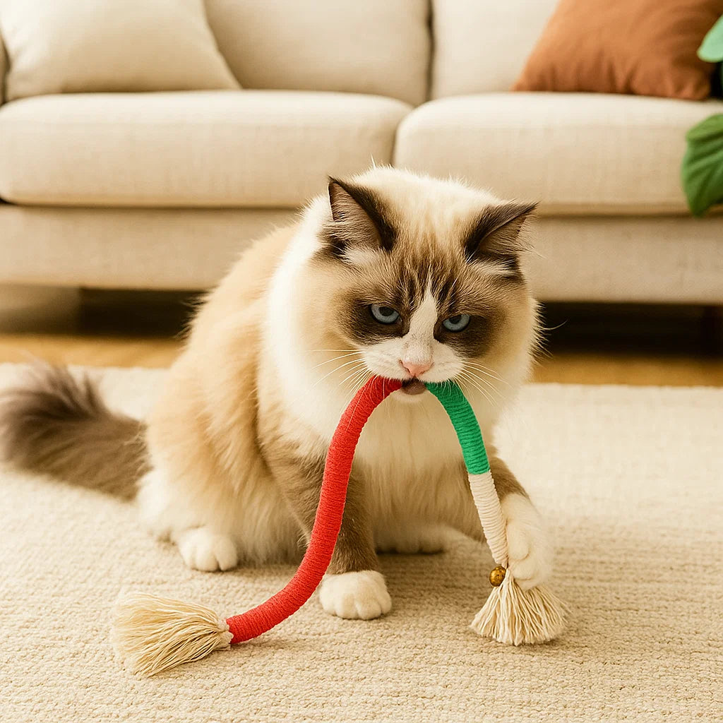 Naturalna lina do żucia dla kotów – wytrzymała, pielęgnująca zęby i redukująca stres