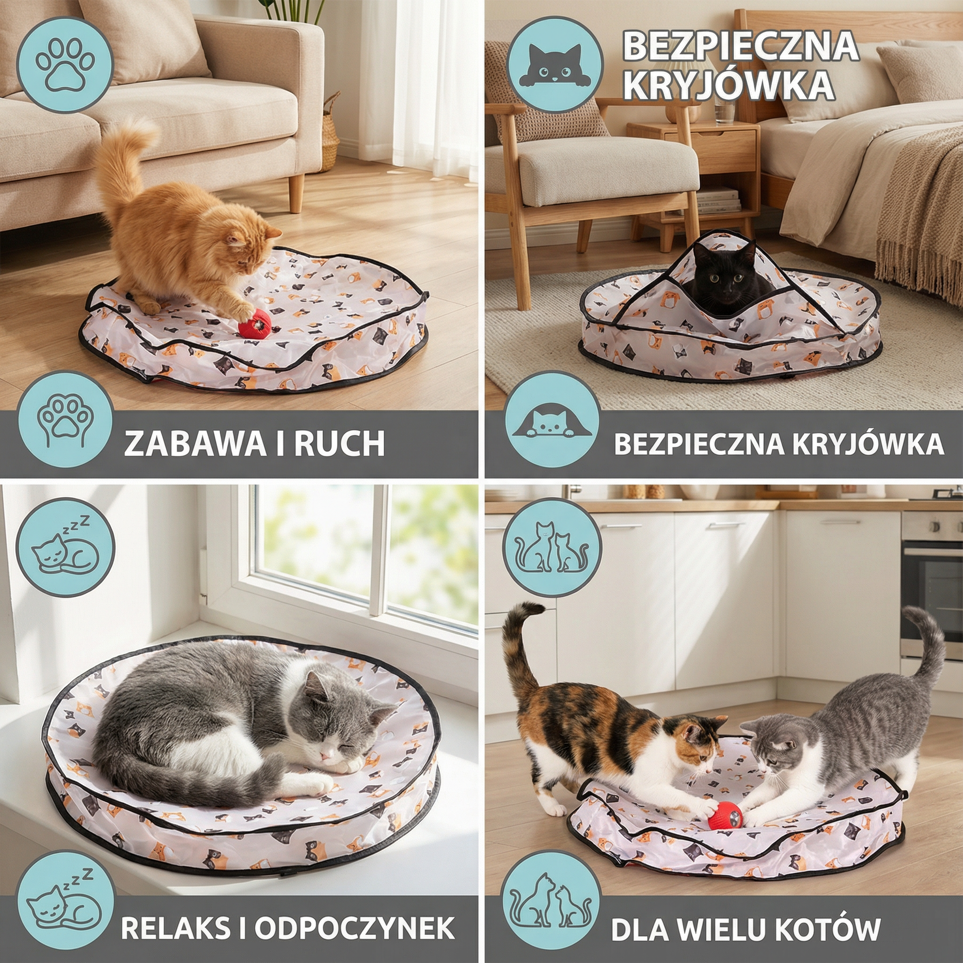 Interaktywna zabawka – kryjówka z piłką dla kota – Zoologiczny Plus