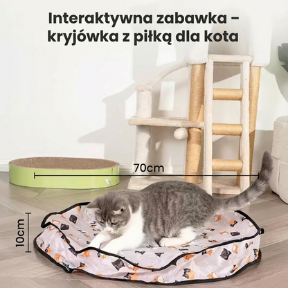 Interaktywna zabawka – kryjówka z piłką dla kota