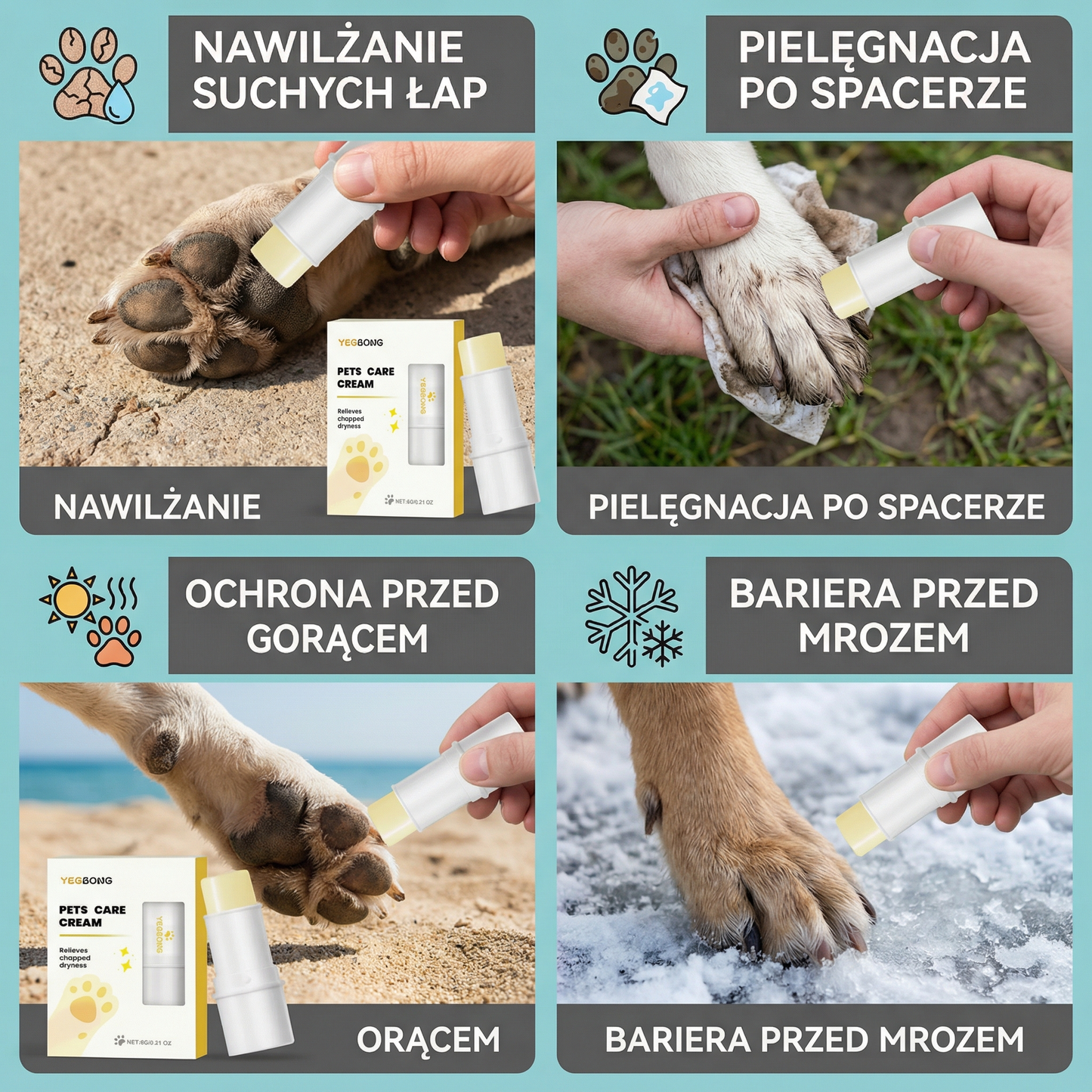 Pielęgnacyjny i ochronny sztyft do łapek i nosa