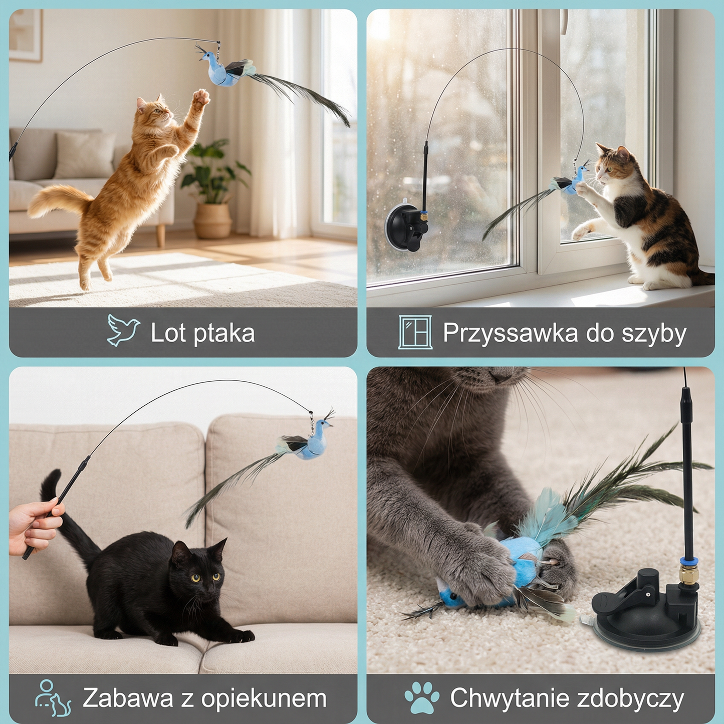 Zabawkowy ptak – interaktywna zabawka dla kota