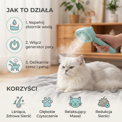 Premiumowa parowa szczotka dla kotów