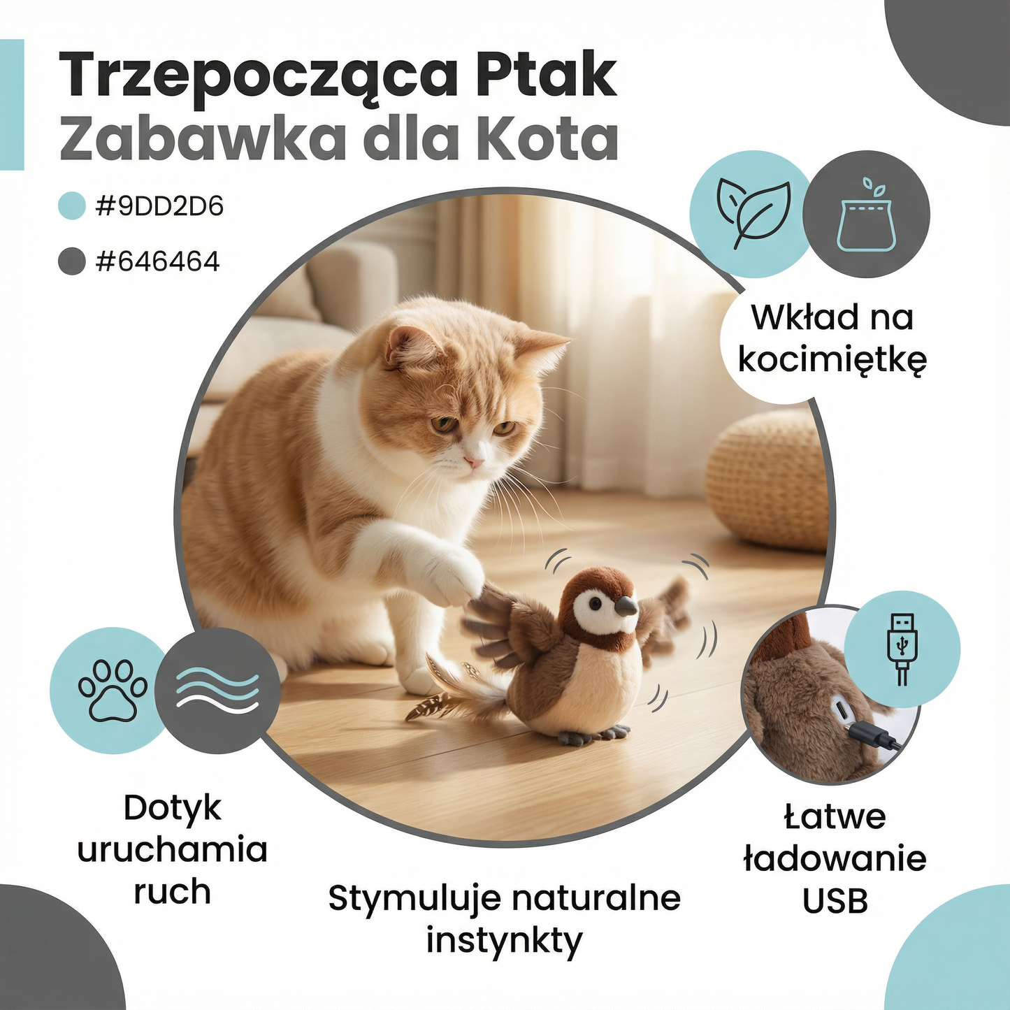 Trzepocząca Ptak Zabawka dla Kota