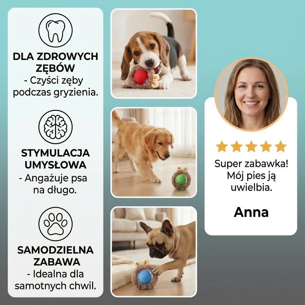 Psia Zabawka Piłka z Futerkiem ⎜ Gryzienie i Samodzielna Zabawa