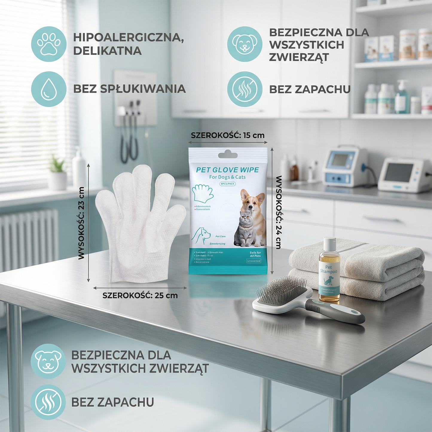 Rękawiczki czyszczące dla zwierząt