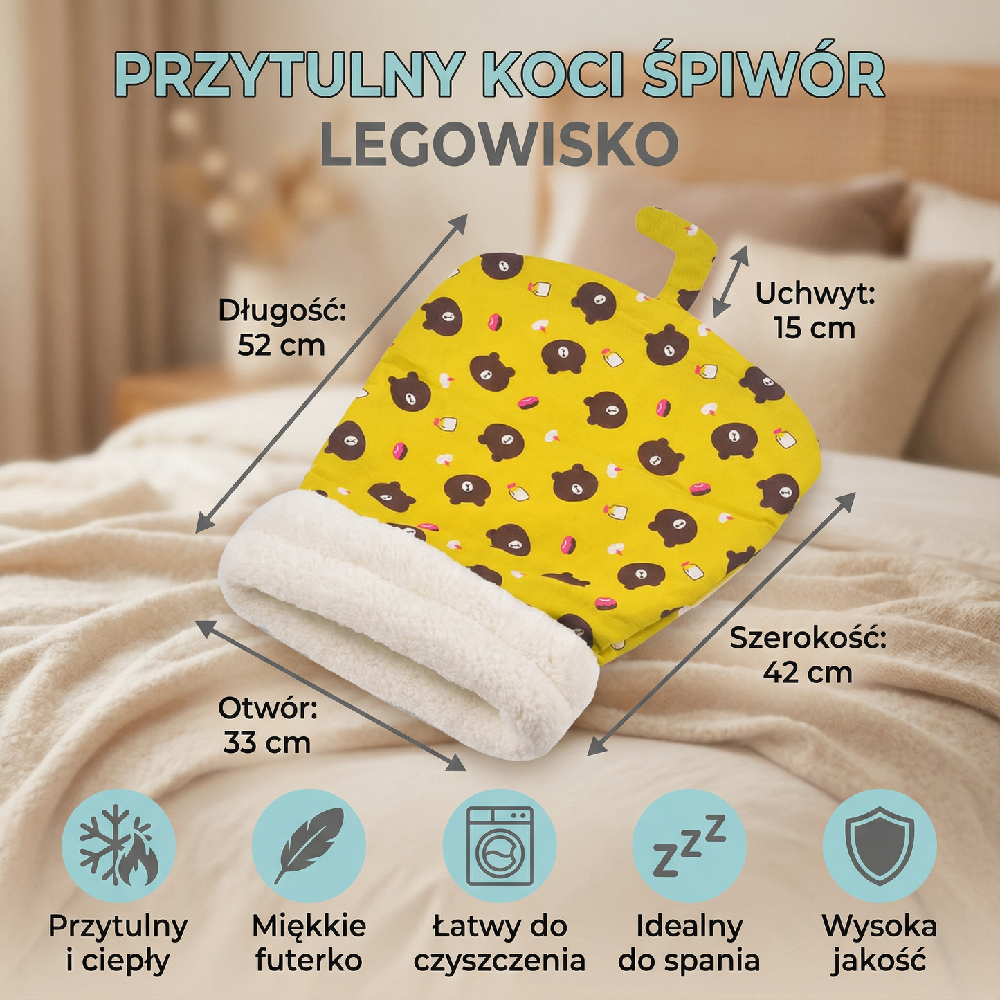 Przytulny koci śpiwór legowisko
