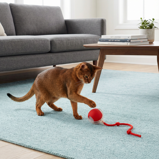 Kocia Zabawka Piłka z Sznurkiem ⎜ Skakanie i Gryzienie dla Samodzielnej Zabawy