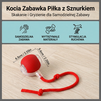 Kocia Zabawka Piłka z Sznurkiem ⎜ Skakanie i Gryzienie dla Samodzielnej Zabawy