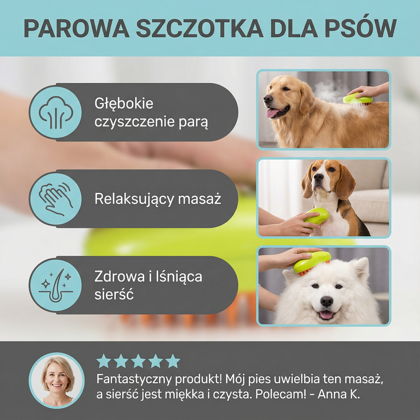 Parowa szczotka dla psów