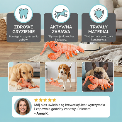 Psia Zabawka Pluszowa Krewetka ⎜ Gryzienie i Aktywna Zabawa