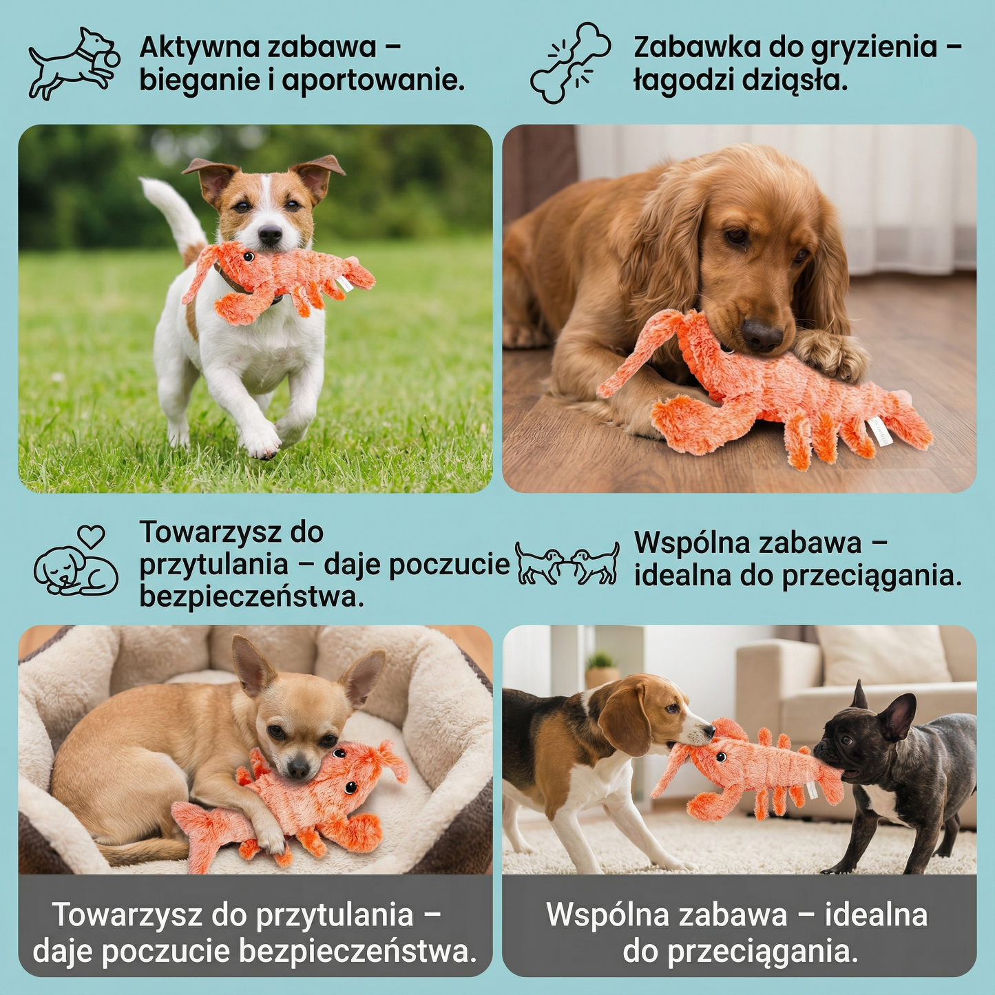 Psia Zabawka Pluszowa Krewetka ⎜ Gryzienie i Aktywna Zabawa