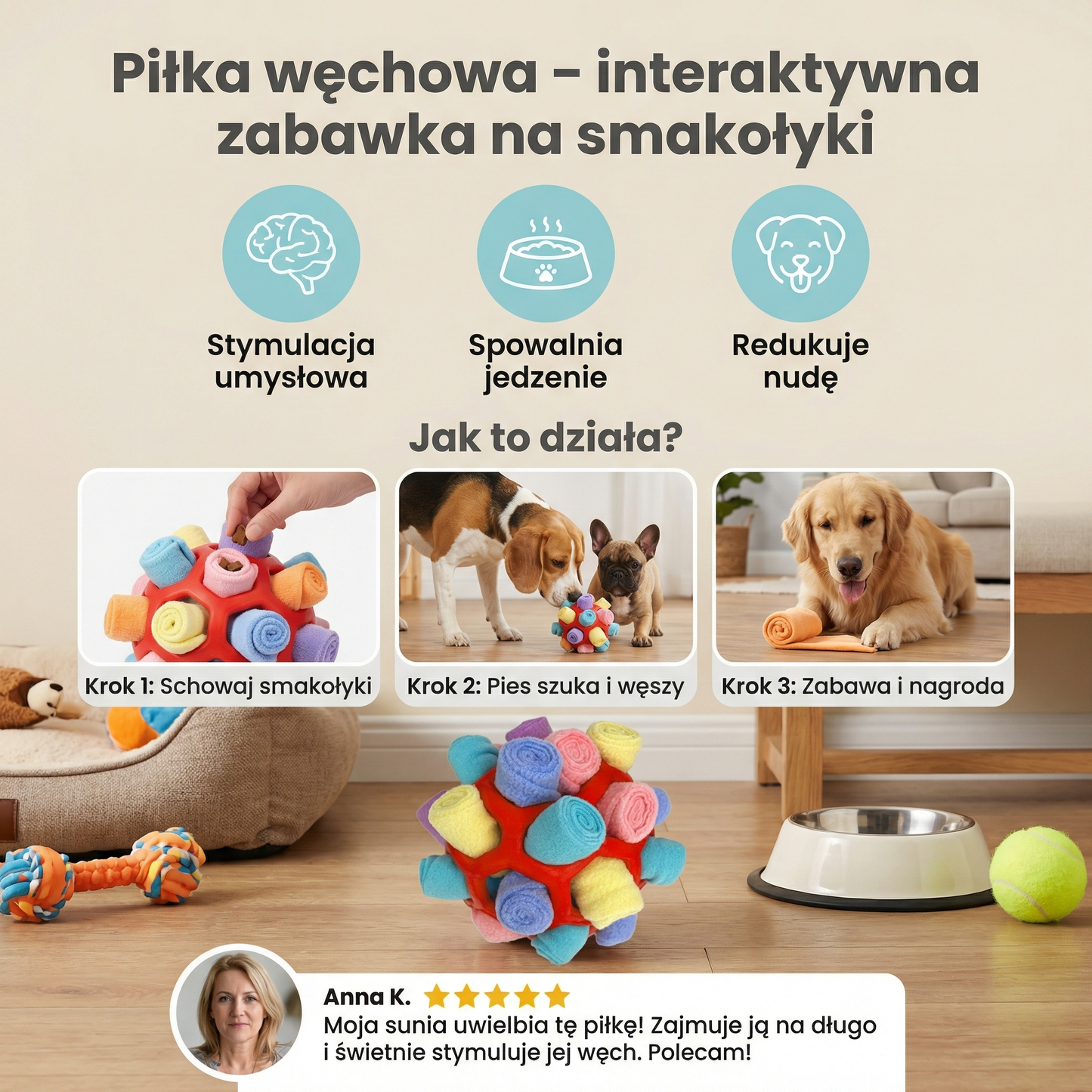Piłka węchowa – interaktywna zabawka na smakołyki