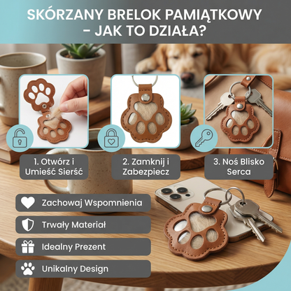 Skórzany brelok pamiątkowy do przechowywania sierści zwierząt