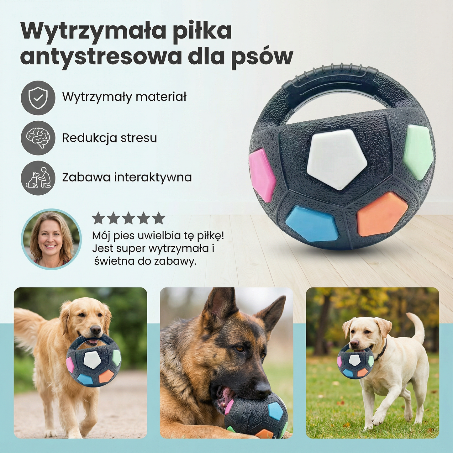 Wytrzymała piłka antystresowa dla psów