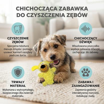 Chichocząca zabawka do czyszczenia zębów w psich kolorach