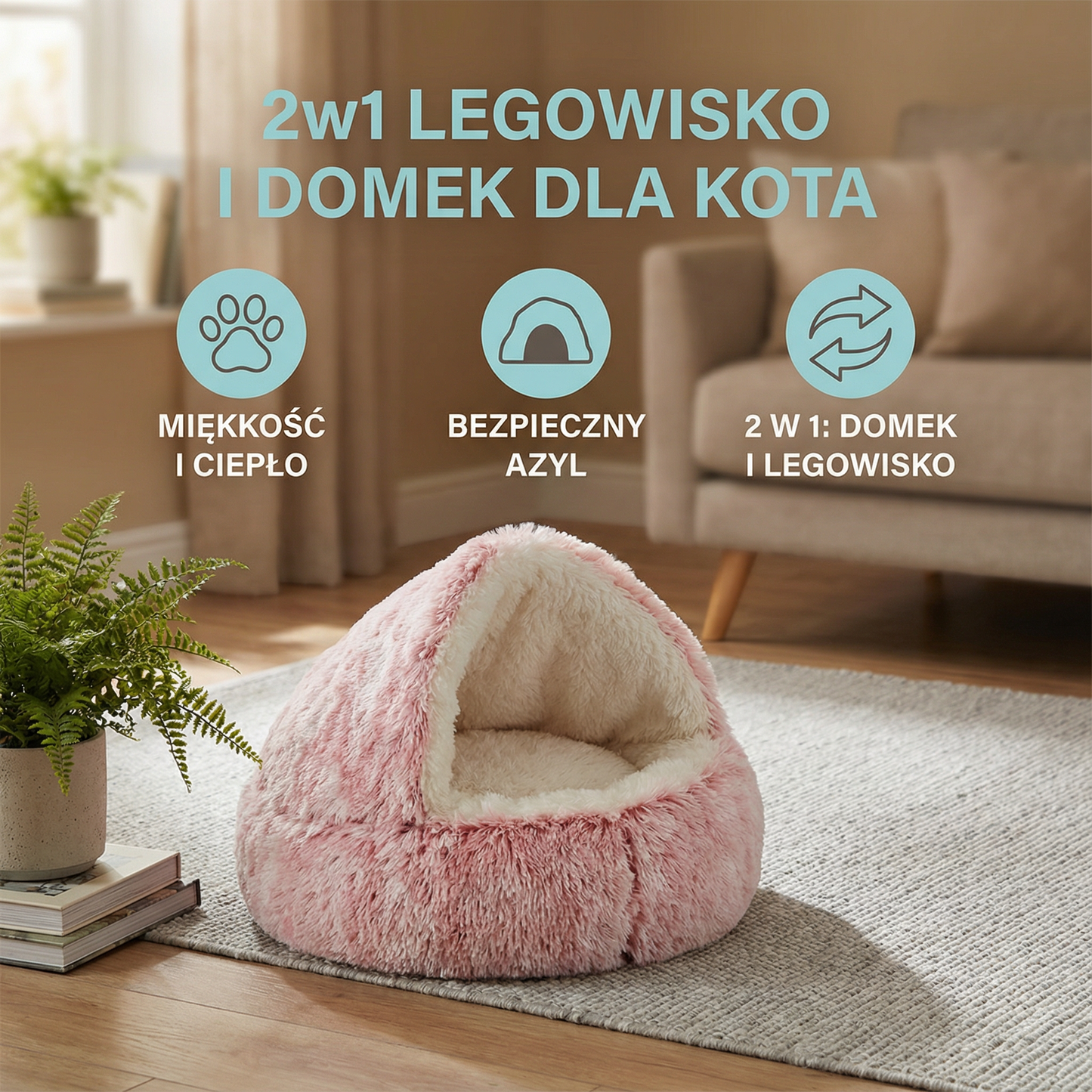 2w1 Legowisko i domek dla kota