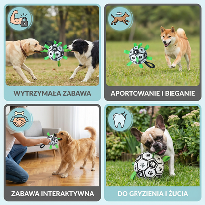 Wytrzymała piłka dla psa z uchwytami do ciągnięcia