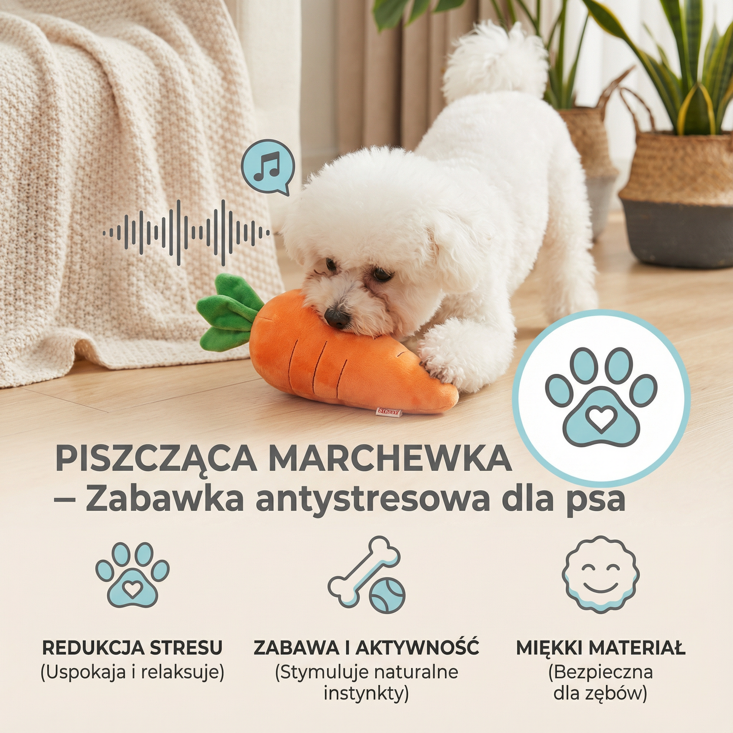 Pisząca marchewka – zabawka dla psa do zabawy i redukcji stresu