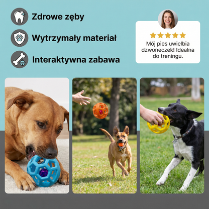 Piłka z dzwoneczkiem dla psów – odporna zabawka do pielęgnacji zębów i treningu