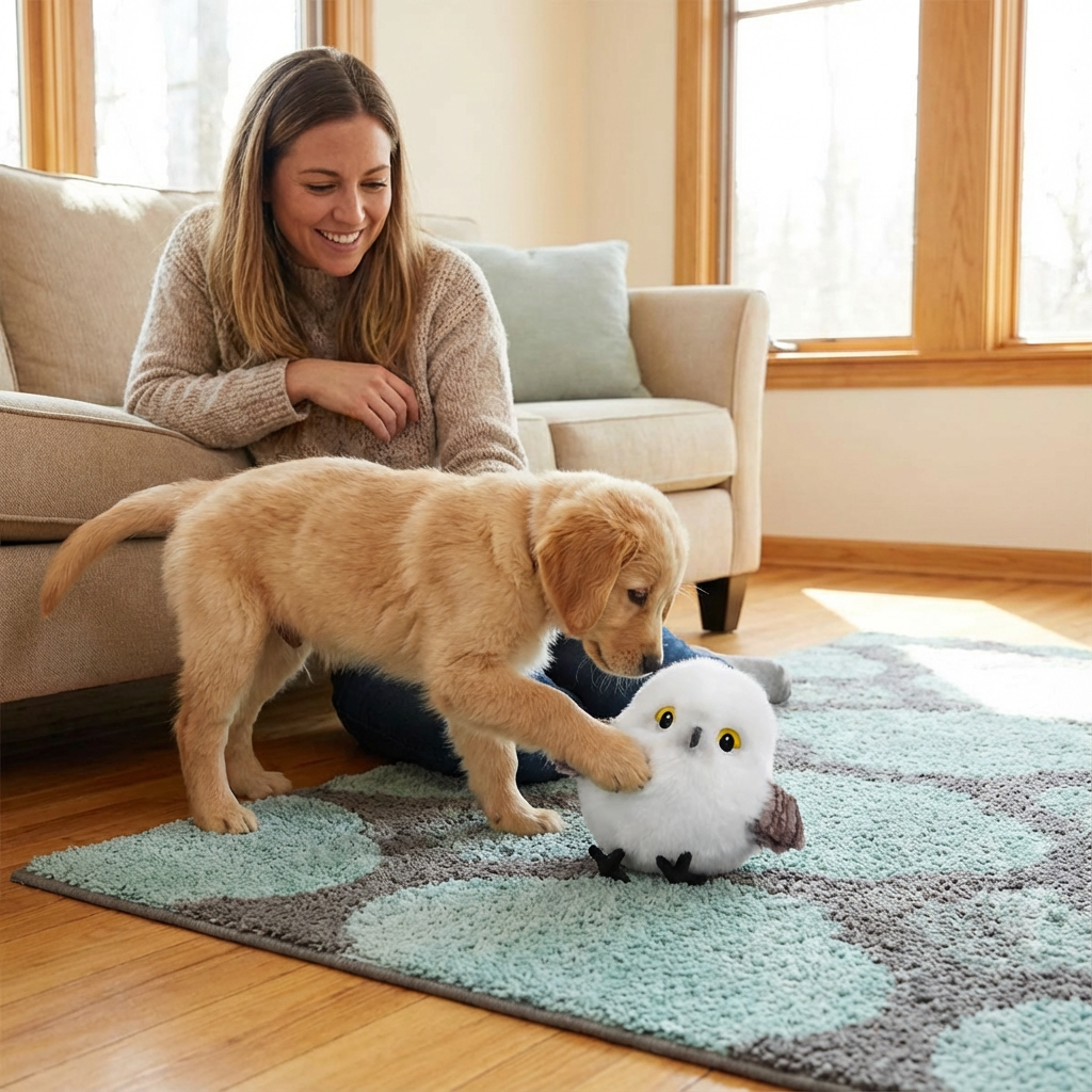 Latająca i ćwierkająca ptasia zabawka dla kota