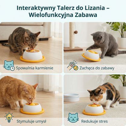 Interaktywny talerz do lizania z przysmakami – spowalniający karmienie dla kotów