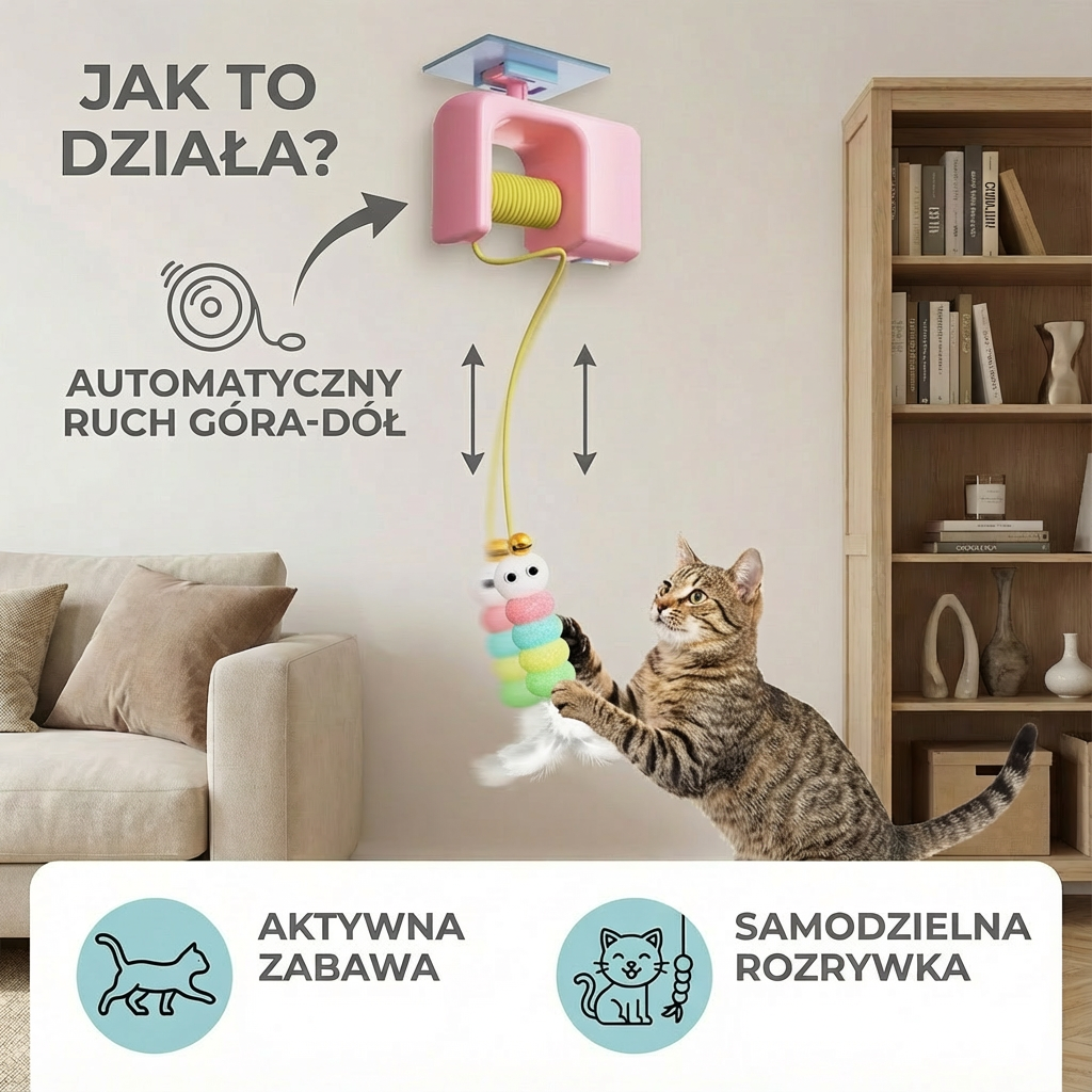 Zabawka yo-yo dla kota z funkcją automatycznej zabawy