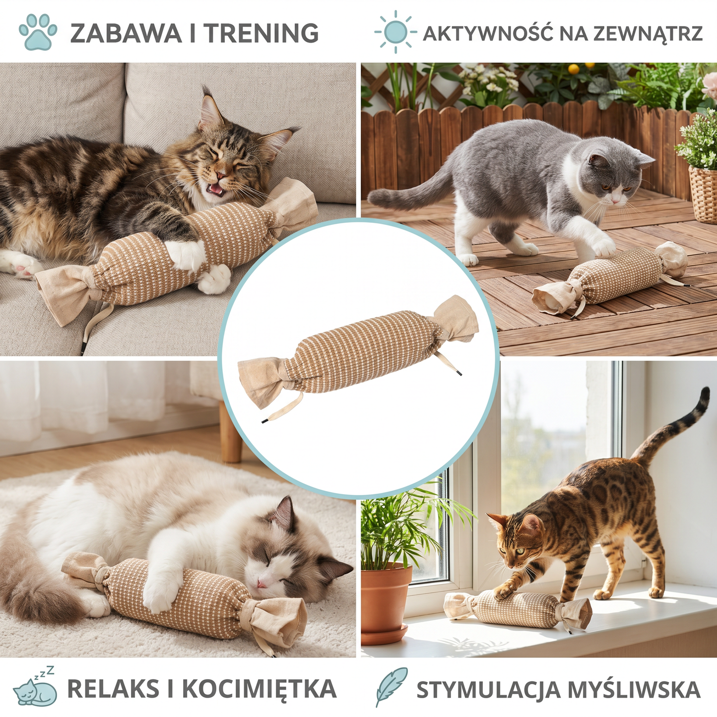 Ekologiczna Zabawka dla Kota z Juty z Kocimiętką – Wytrzymała Interaktywna Torebka do Zabawy